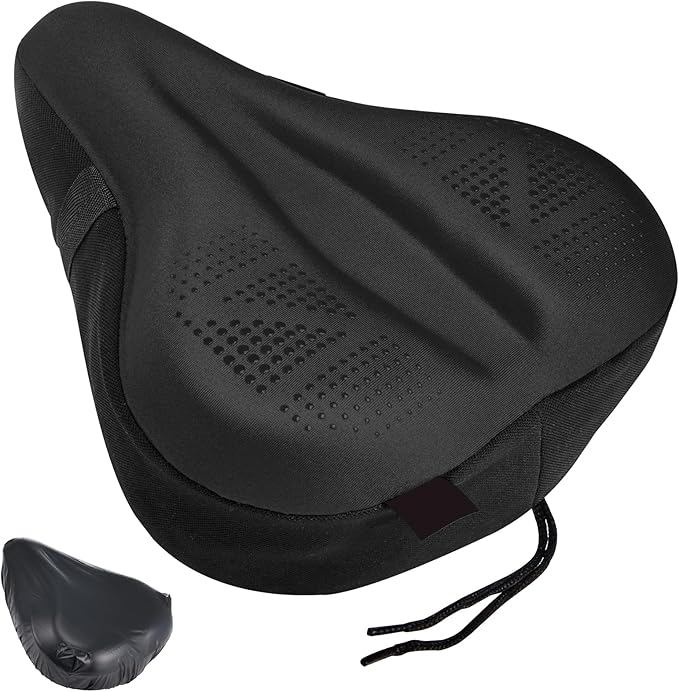 Zacro Bike Seat Cushion - Padded Gel Bike Seat Cover for Men & Women, Padding Bicycle Saddle fit with Peloton/Spin Stationary Exercise/Mountain Road Cycling Bike