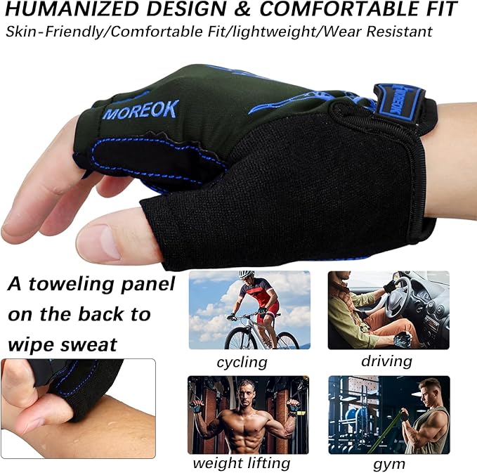 MOREOK Cycling Gloves Bike Gloves for Men/Women-[5MM Gel Pad] Half Finger Bicycle Biking Gloves for Cycling/Weight Lifting/Gym/Motorcycle/Rowing/Outdoor Sports