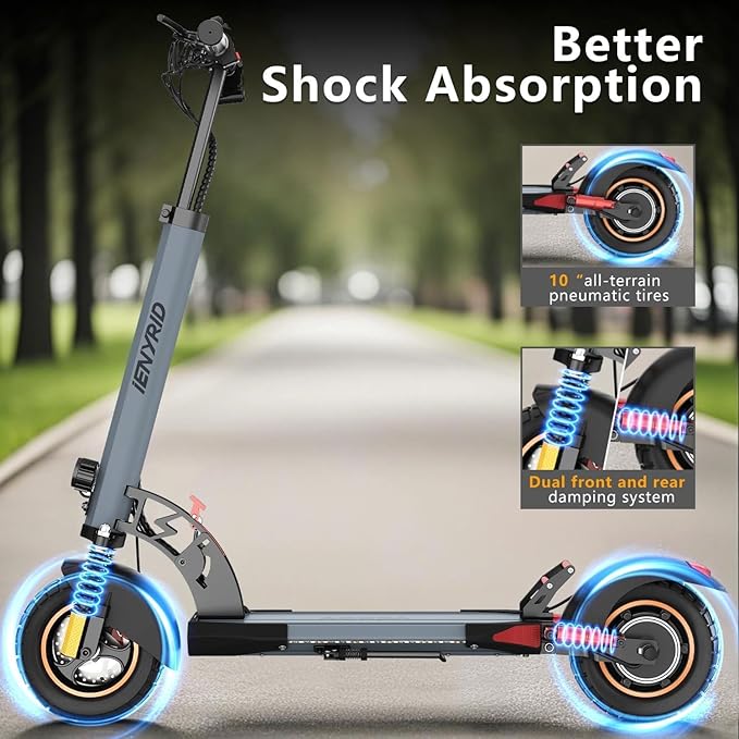 Electric Scooter Adults, 800W Motor & 28 MPH Portable Folding Commuting Eletric Scooter, Up to 22 Miles Range, 10" Off Road Tires e Scooter, Dual Brake & Dual Suspension Scooter for Adult E-Scooter