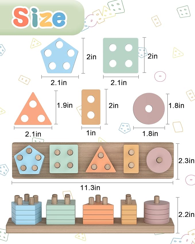 Yetonamr Montessori Toys for 1 2 3 Years Old Boys Girls Birthday Gifts, Wooden Sensory Toys for Ages 2-4 Toddlers Kids Baby, Toddler Learning Toy Activities Puzzles Ages 1-3