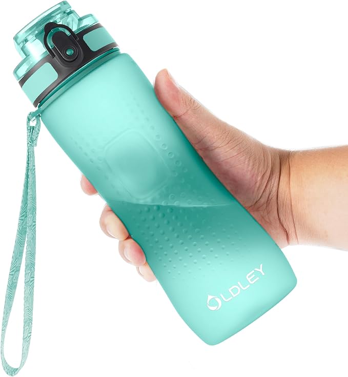 OLDLEY 25 oz Water Bottle, Motivational Water Bottle with Time Marker, Sports Water Bottle With Strap, Leakproof & BPA Free Large Water Bottles for School, Gym, Travel, Outdoor, Tritan,Green