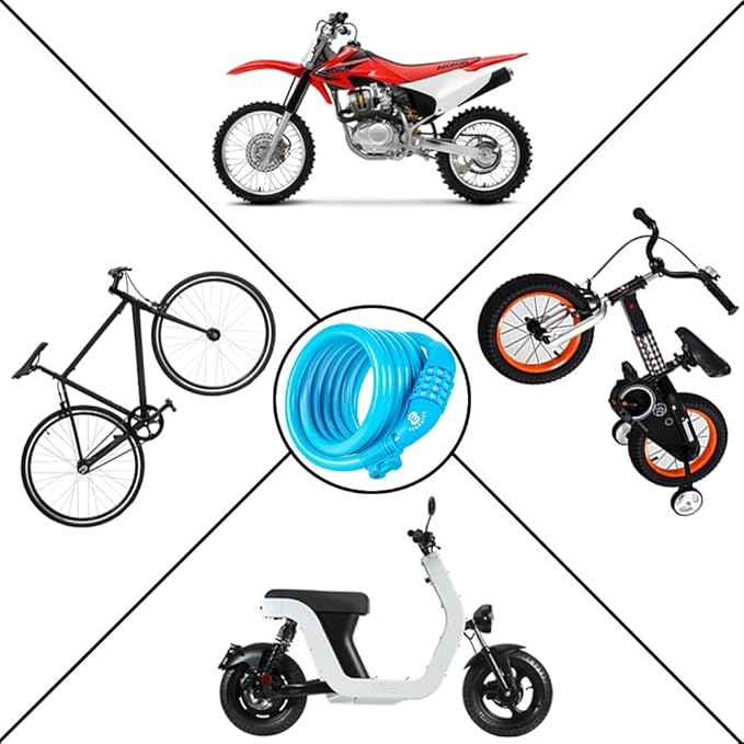 Etronic Bike Lock M6, Cable Lock 6 Feet Long Coiled Security Resettable Combo Combination Lock Bicycle Lock with Mounting Bracket