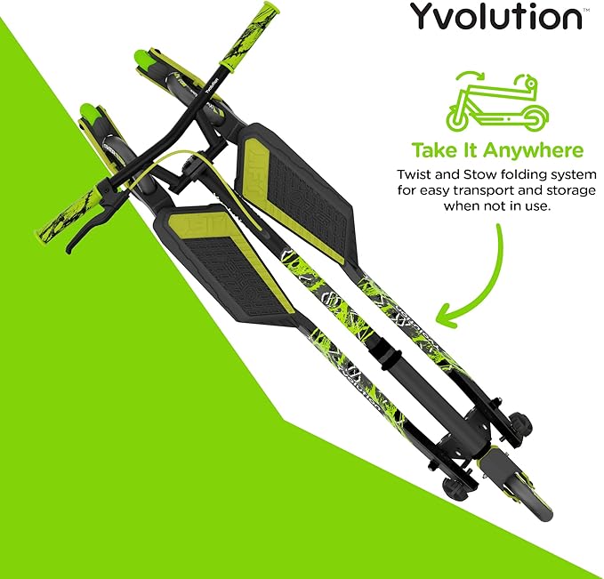 Yvolution Fliker Kids Drift Scooter, Adjustable Handlebar in 3 Heights, 3 Wheels, for Boys and Girls Age 7+ Years Old, Max User Weight 220lbs/100kg