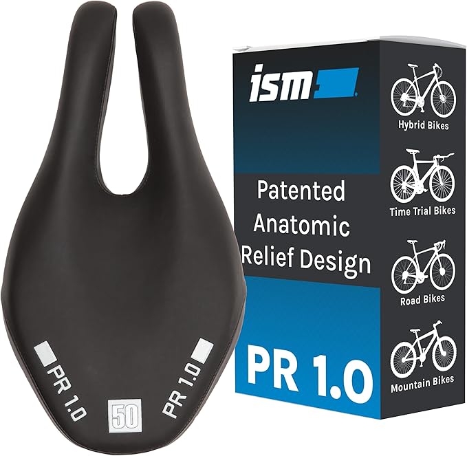 ISM PR Series Noseless Bicycle Seat - Anatomic Relief Bicycle Saddle for Hybrid, Time Trial, Road, and Mountain Bikes - No Nose Bike Saddle for Reduced Numbness and Discomfort