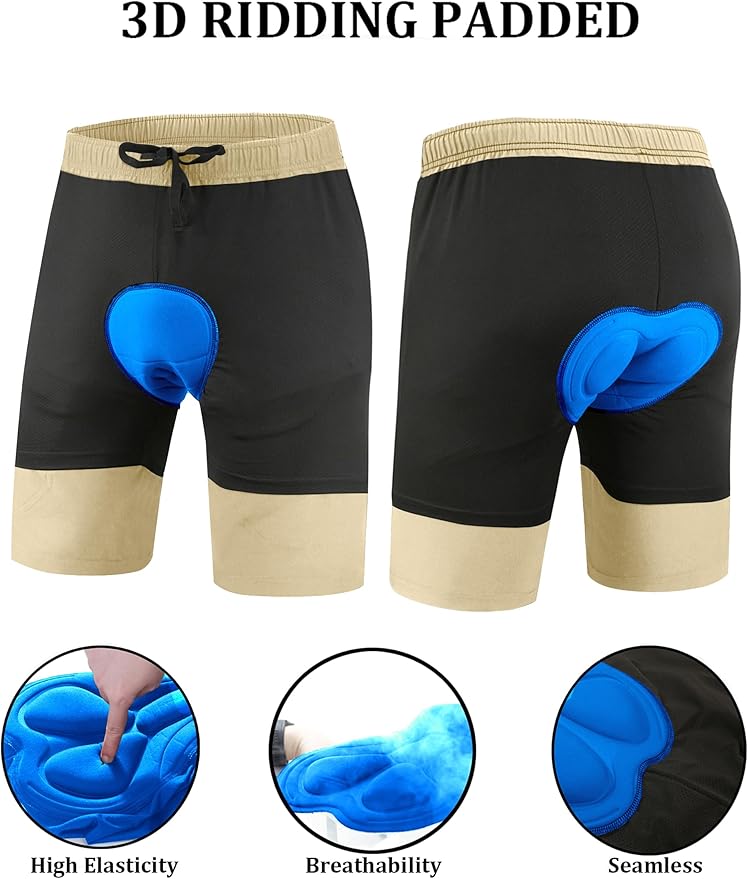 Men's Mountain Bike Shorts 3D Padded Baggy Bicycle Riding Cycling Shorts Quick Dry Lightweight Biking Shorts
