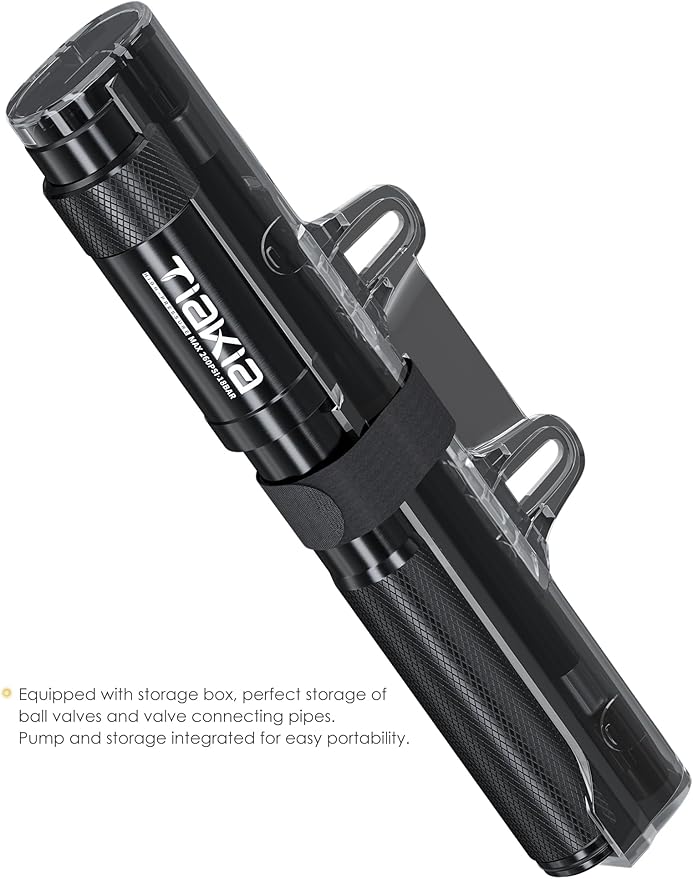 Tiakia Mini Bike Pump,Portable Compact Bicycle Pump,High Pressure Frame Pump 260PSI- Air Hand Pump Fit Presta, Schrader & Woods Valves,Aluminum Alloy Durable Tire Pump for Road/Mountain/BMX Bikes