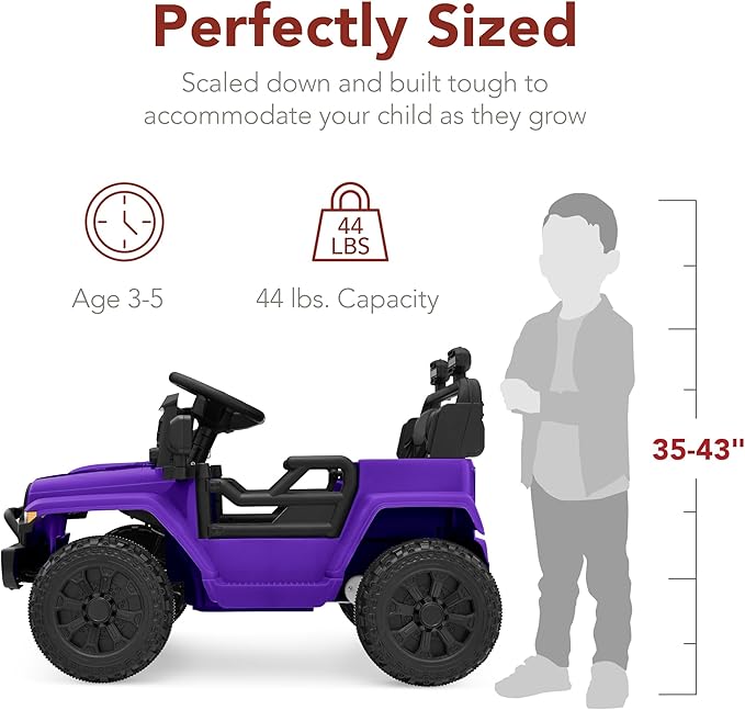 Best Choice Products 6V Kids Ride On Toy, Mini Truck, Electric Play Car w/Parent Remote Control, 4-Wheel Suspension, LED Lights, 2 Speeds, Functional Horn, 3.1MPH Max Speed - Purple