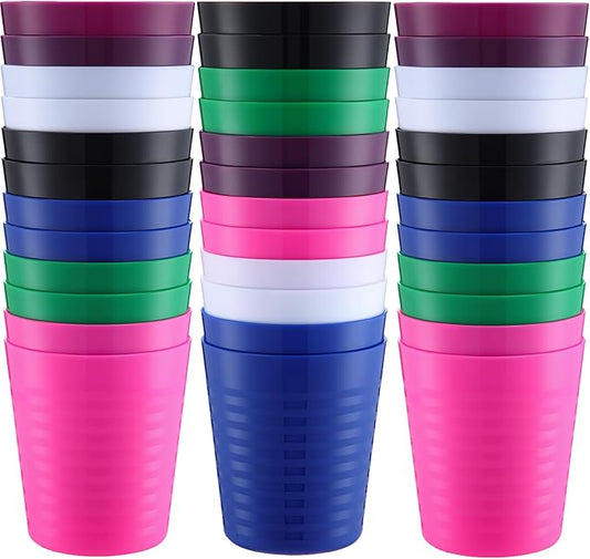 Eccliy 36pcs Kids Cups 8 oz Unbreakable Plastic Stackable Juice Reusable Tumblers Bulk Plastic Drinking Cups for Toddlers Baby Kids, Dishwasher Safe, 6 Colors(Classic color)