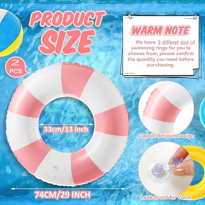 2 PCS Inflatable Pool Floats for Swimming Pool Party Lake Beach Adults - Floaties Pool Tubes Swim Rings Tubes Floaties for Beach Pool Party Decorations
