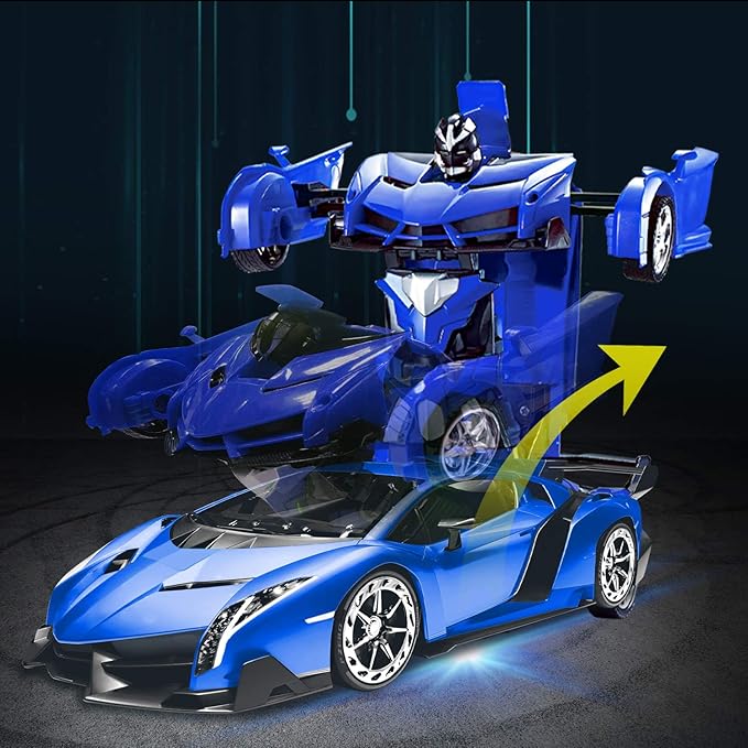 AMENON Remote Control Car - Transform Robot Toys for Boys Teens, Rechargeable RC Car with Lights, 2.4Ghz RC Car 1:18 Rechargeable 360° Rotating Race Transform Car Birthday Gifts Party Favors for Kids