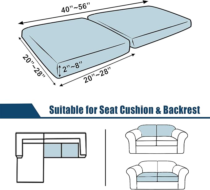 100% Waterproof Couch Cushion Covers, Replacement Sofa Cushion Covers, Stretch Individual Sofa Seat Cushion Slipcovers Furniture Protector for Kids Pets (2-Piece Loveseat Cushion Cover, Sand)