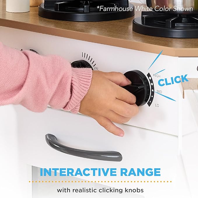 Best Choice Products Pretend Play Corner Kitchen, Ultimate Interactive Wooden Kids Playset w/Lights & Sounds, Ice Maker, Hood - Black