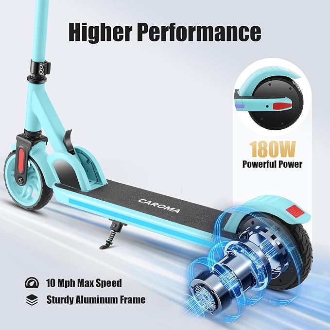 Caroma Electric Scooter for Kids Ages 6-14, 250W/180W/150W Motor & 15 Mph, 85 Mins Ride Time, Adjustable Height & Speed, LED Display, Kids Electric Scooter, Best Gifts for Boys & Girls
