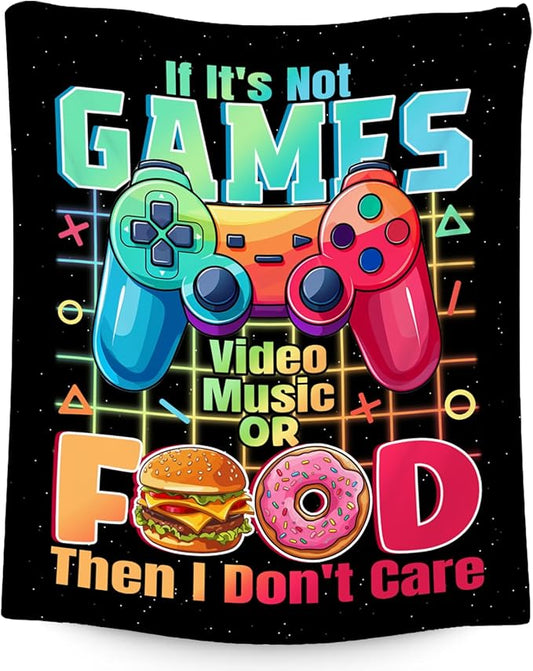 UNIKITTY Boys Blanket - Gaming Blanket for Kids Adults - 40"x50" Girls Throw for Chair Office Video Games Accessories - Boys Room Decor Presents Ideas