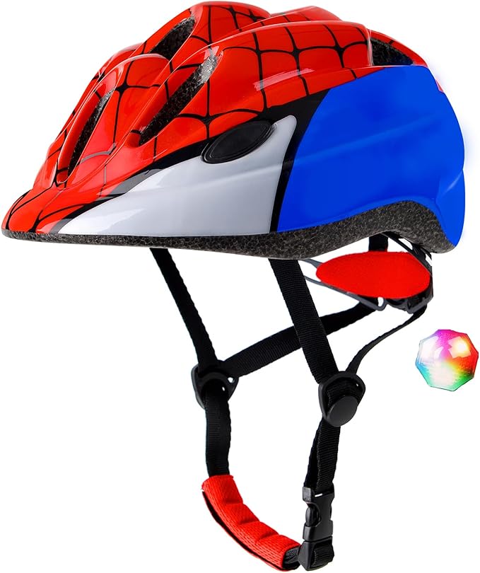 Kids Toddler Bike Helmet, Adjustable Boys Girl Helmets from Baby to Children(Age 1-8), Multi Sports for Bicycle Skate Scooter with LED Light