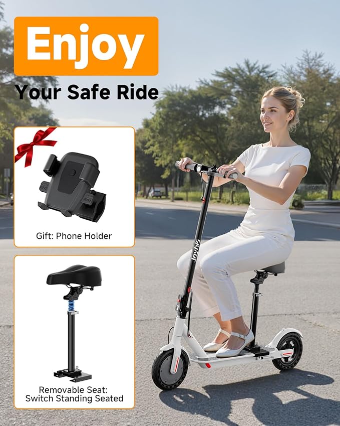 Electric Scooter Adults, Powerful 350W E-Scooter, Max 19 Mph & 15-19 Miles Range Scooters, Folding Scooters with 8.5" Solid Tires, Commuting Scooter Kick Scooter with APP Control (Seats Optional)