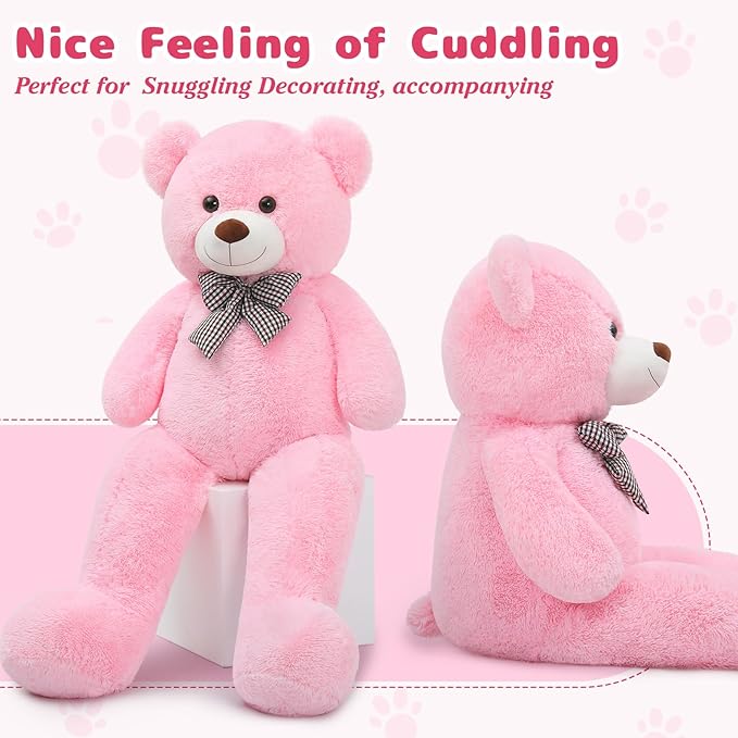 MaoGoLan Giant Pink Teddy Bear 55 inch Life Size Big Bear Large Stuffed Animals for Girlfriend