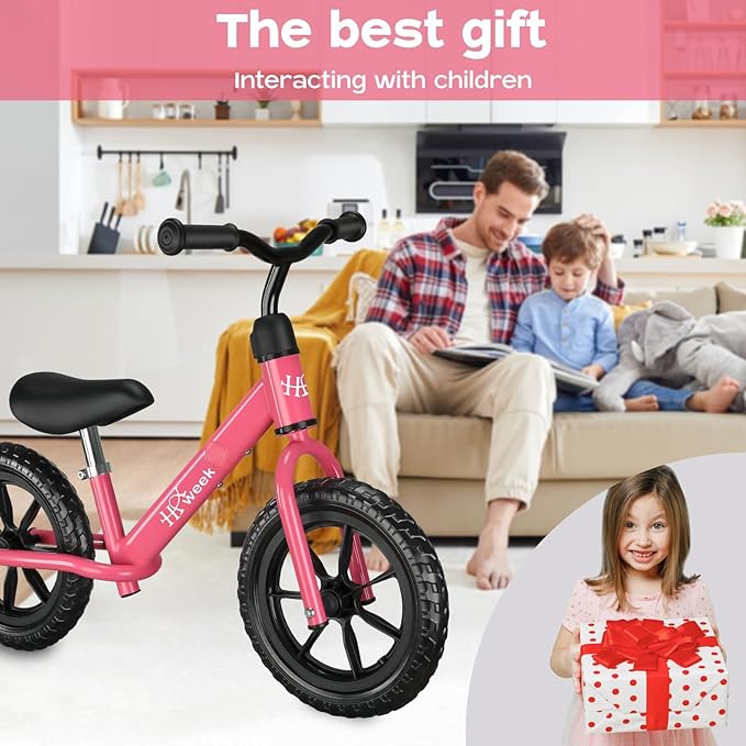 Toddler Balance Bike 12” No Pedal Training Bicycle for Kids 24 Months to 5 Years Tool-Free Adjustments Seat and Handlebar Best Gift for 2 3 4 5 Boys Girls