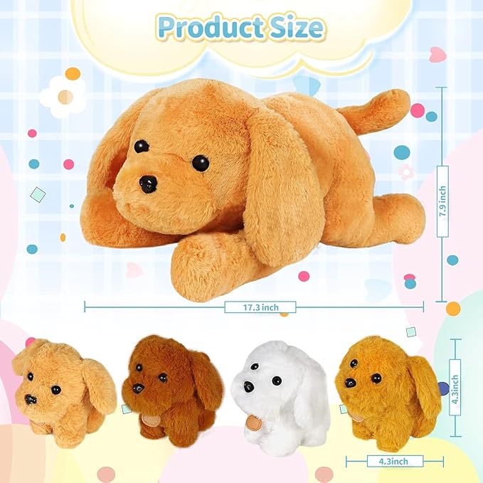 KMUYSL Puppy Stuffed Animals Toys for Ages 0 1 2 3 4 5 6 7 8+ Years Old Kids - Mommy Dog with 4 Baby Puppies in Her Tummy, Idea Xmas Birthday Gifts for Baby, Toddler, Girls, Boys