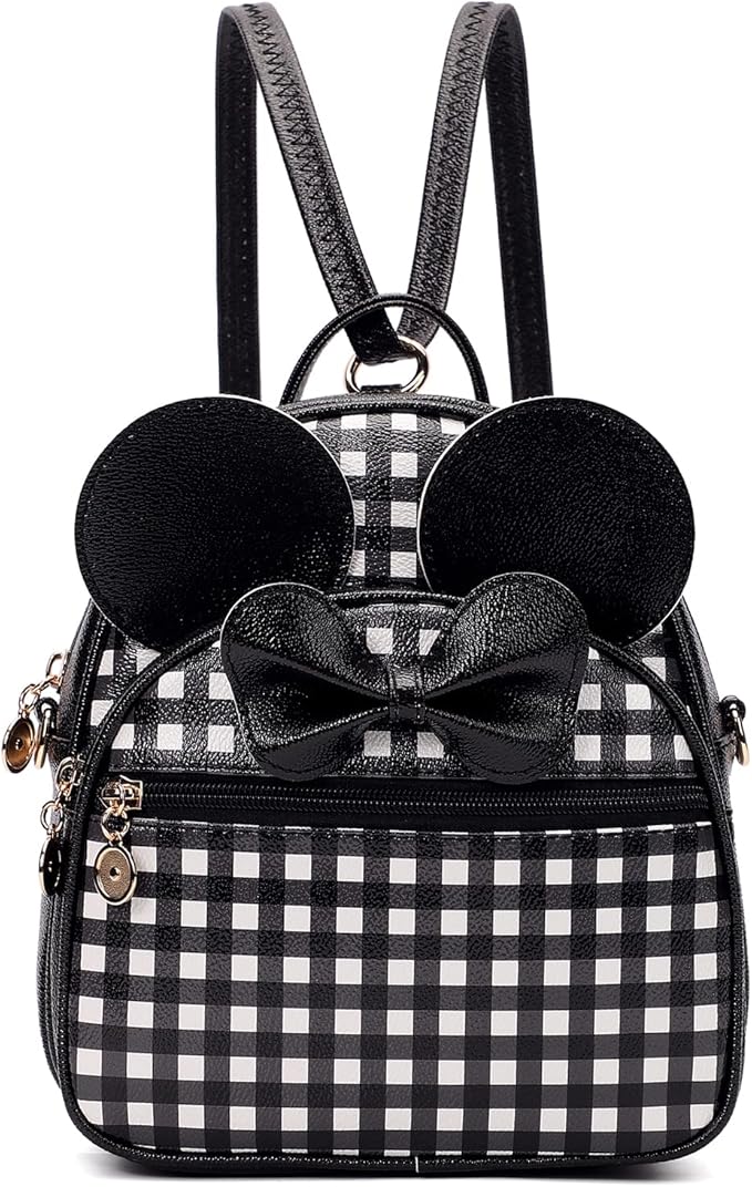 KL928 Girls Mini Backpack Bowknot Polka Dot Cute Small Daypacks Convertible Shoulder Bag Purse for Women