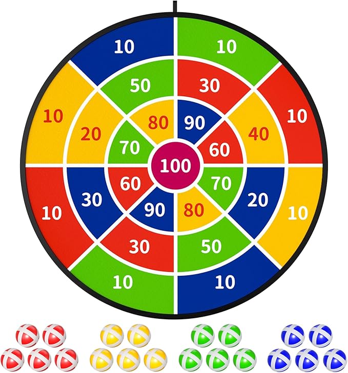 TEMI 29" Large Dart Board for Kids, Boys Toys Dartboards with 20 Balls, Indoor and Outdoor Sport Fun Party Play Game Toys, Birthday Gifts for Boys Girls 3 4 5 6 7 8 9 10 11 12 Years Old