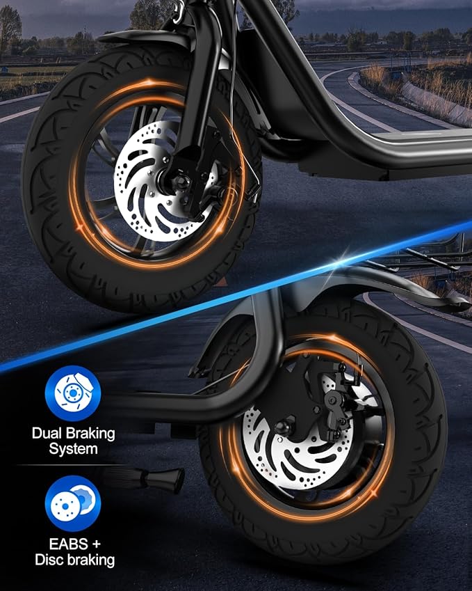 Electric Scooter with Seat ZD06, 800W Peak Motor, 20 Mile Range & 15.5 Mph, Key Start, Foldable E-Scooter with Carry Basket for Pets & Cargo, Electrically-Powered Motor Scooters