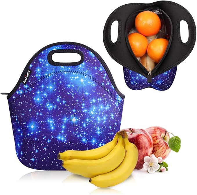 Neoprene Lunch Bag/Lunch Box/Lunch Tote/Picnic Bags Insulated Cooler Travel Organizer (Blue Stars)