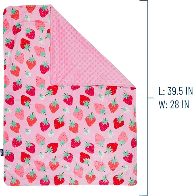 Wildkin Plush Baby Blanket – Soft & Cozy Comfort, Ideal for Toddlers, Travel & Daycare - Strawberry Patch