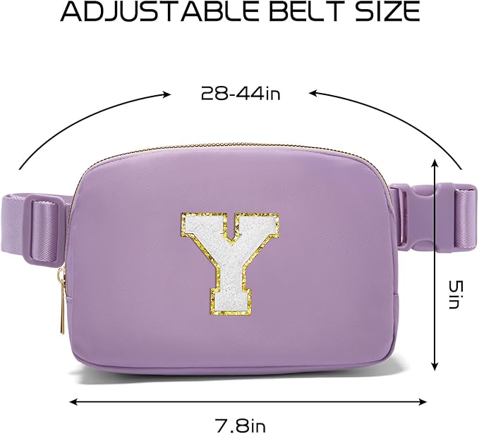 Gitus Birthday Gifts for 8 9 10 11 12 13 Year Old Girls Personalized Fanny Pack Crossbody Bags with Initial Letter Patch Belt Bag for Teen Girls Cute Trendy Stuff Travel Essentials (Lavender-Y)