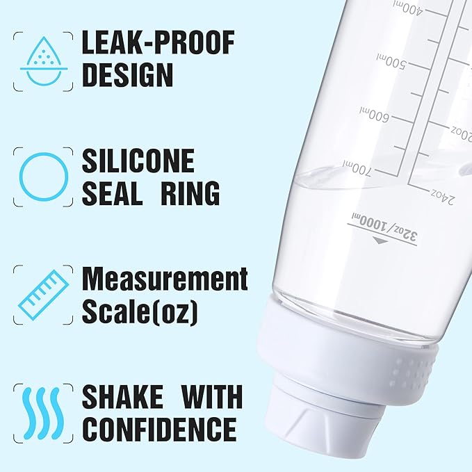 Water Bottle 32oz, clear water bottle with Spout Lid and Carry Handle, Reusable, Tritan, BPA Free, Hiking Water Bottle Suitable for Travel, Outdoors, Gym, Travel, Home, School (Clear)