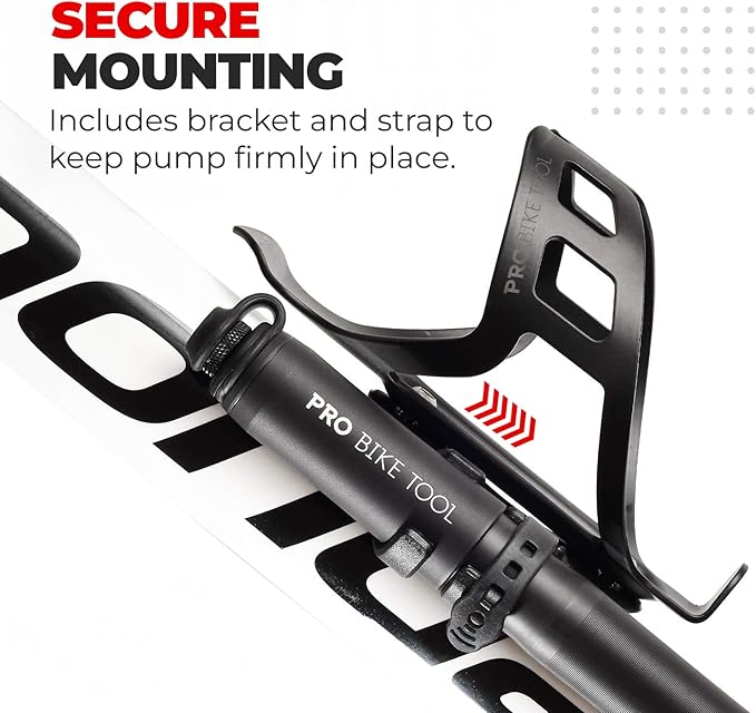 Pro Bike Tool Mini Bike Pump - Compact and Portable Bicycle Tire Pump for Fast Inflation - Compatible with Presta and Schrader Valves - Lightweight and Durable Design - Essential Bicycle Accessories