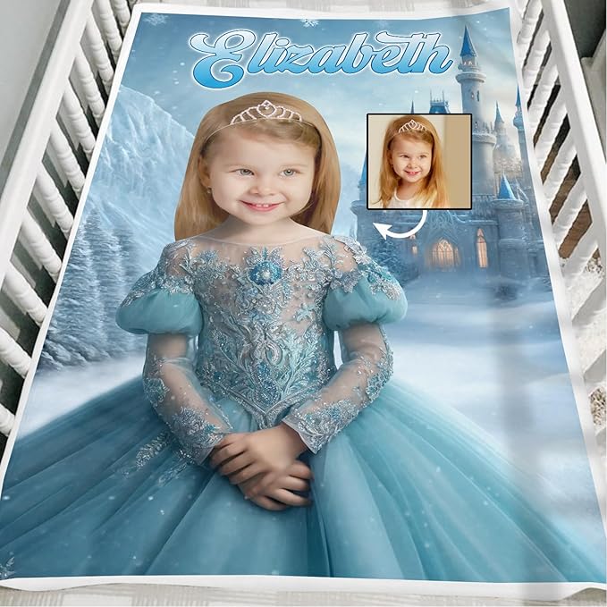 Zocoshi Personalized Baby Blankets Frozen Princess for Girls Personalized Baby Gifts with Name, Customized Baby Blanket, Newborn Boy Gift, Soft Fleece (Frozen Princess)