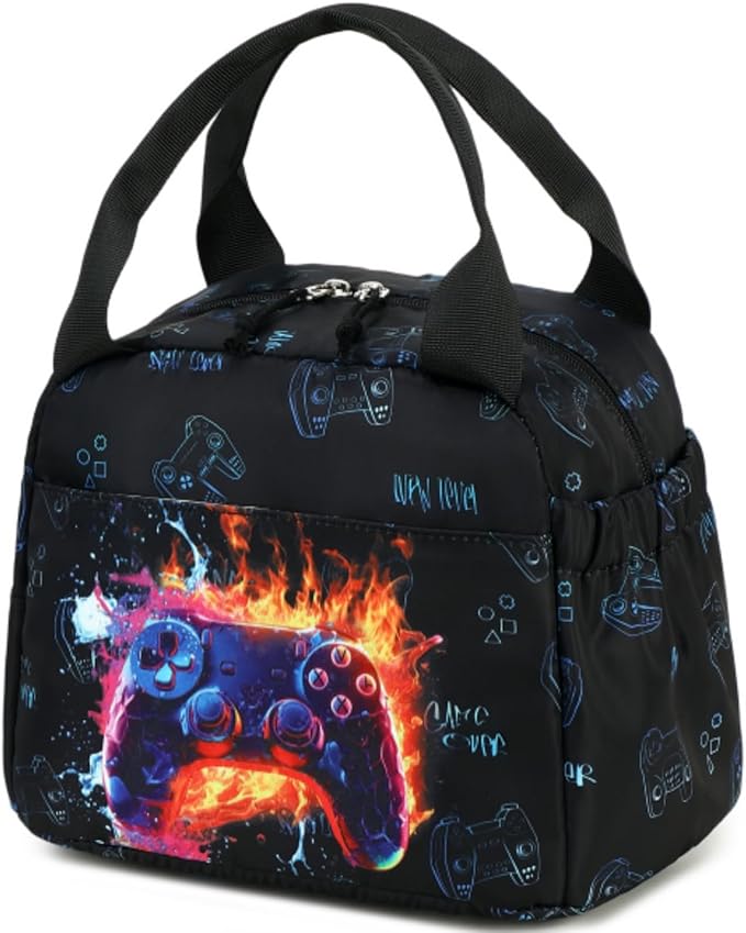 Lunch Box Kids Insulated Lunch Bag Large Reusable Leakproof Cooler Lunch Bags for Boys Girls School Travel Picnic (Gaming Controller)
