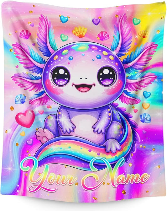 Personalized Blanket for Girls Throw Blanket Gifts for Kids Teens, 60x50 Inches Custom Cute Flannel Blankets Lightweight Throws for Couch Sofa Bed