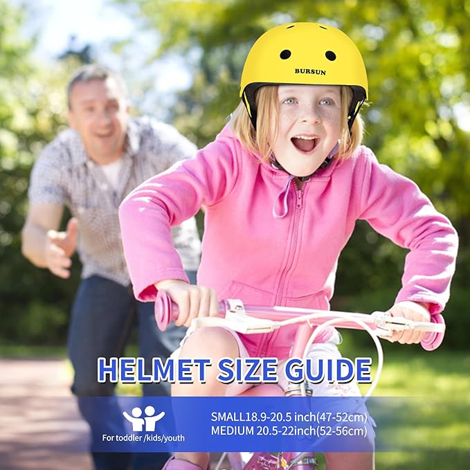 BURSUN Kids Bike Helmet Ventilation & Adjustable Toddler Helmet for Ages 2-14 Kids Boys Girls Multi-Sport Helmet for Skateboard Roller Skateing Bicycle Scooter blance Bike