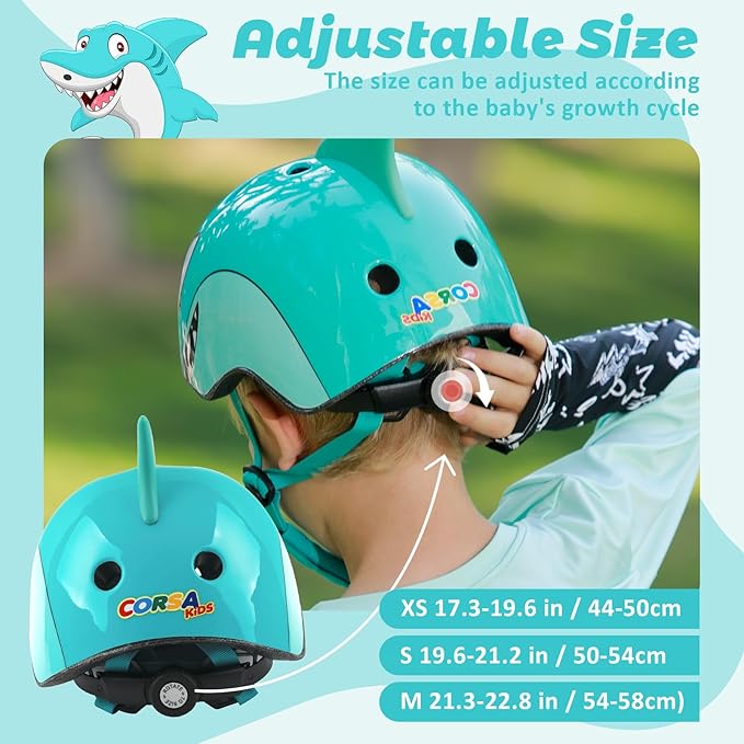 Toddler Kids Bike Helmet, Adjustable and Multi-Sport, 3 Sizes for Ages 1-2-3-5-8-14 Years Child Infant Boys Girls