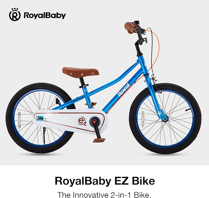RoyalBaby Kids Bike, Terra EZ Balance to Pedal Convertable Bicycle, 14 16 18 Inch Easy Learn Balancing to Biking Boys Girls Ages 3-9 Years Beginners