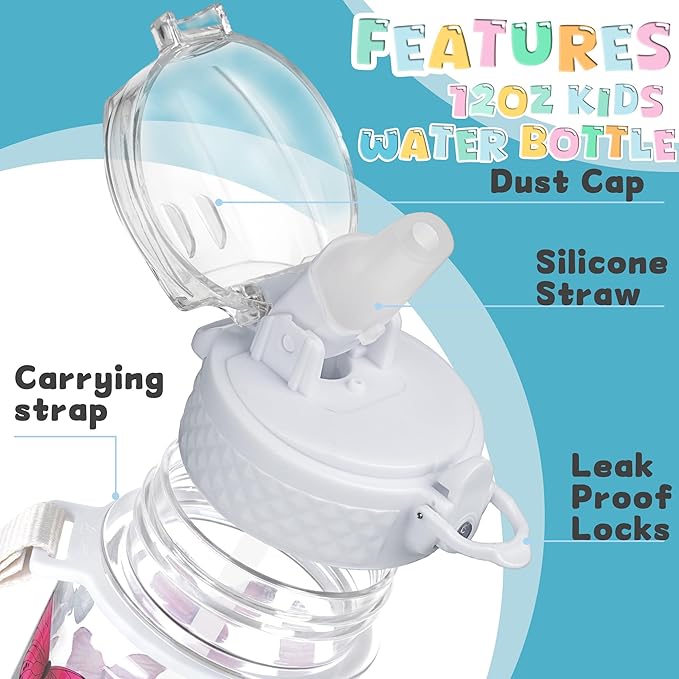 OLDLEY 17oz Kids Water Bottle for school Girls Boys, Water Bottle With Silicone Straw, Leak-Proof Tritan BPA-Free, Reusable water bottles for kids, Clear Butterflies