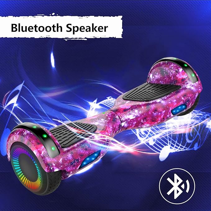 LIEAGLE Scooter With Seat Attachment, 6.5" Scooters Go Kart Combo With Colorful LED Lights & Bluetooth, For Kids Boys Girls Adults All Ages(Starry Purple with Kart)