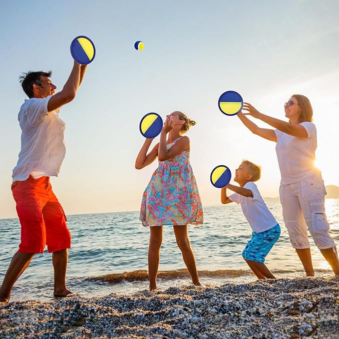 Ball Catch Paddle Set Games - Upgraded Version Beach Toys Pool Backyard Camping,Outdoor Game,Toss Catch for Ages 3 4 5 6 7 8-12,Kids Family Games Gifts (4 Rackets 4Balls)