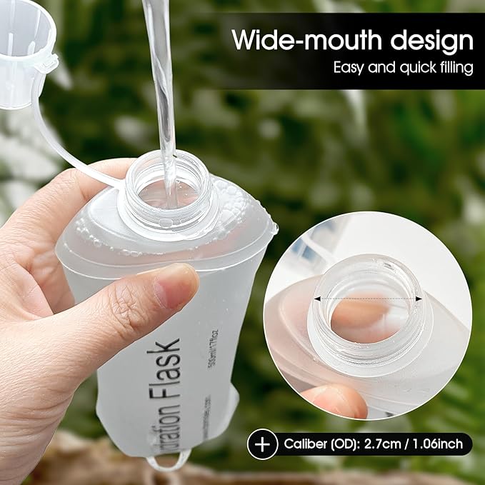 GYGYL Soft Flask, TPU Collapsible Soft Water Bottle for Hydration Pack, Running Vest, Leak-Proof Folding Water Bottle for Hiking Cycling Climbing Jogging-150ml White