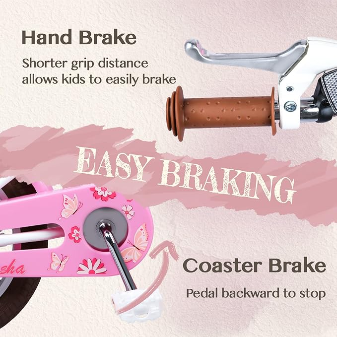 Glerc Sasha Girls Bike, 12-20 Inch Kids Bike for Children Ages 2-13 Years, Kids Bicycle with Doll-Seat & Basket & Training Wheels, Multiple Colors