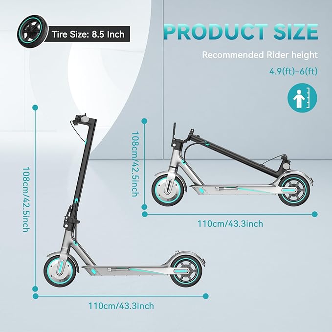 Electric Scooter for Adults, 19/25 Mph Max Speed, 21/25/35 Miles Range,350/500/600W APP Control E-Scooter with 8.5"/10" Inflatable tire, Foldable Escooter with App Control, UL 2272 Certified