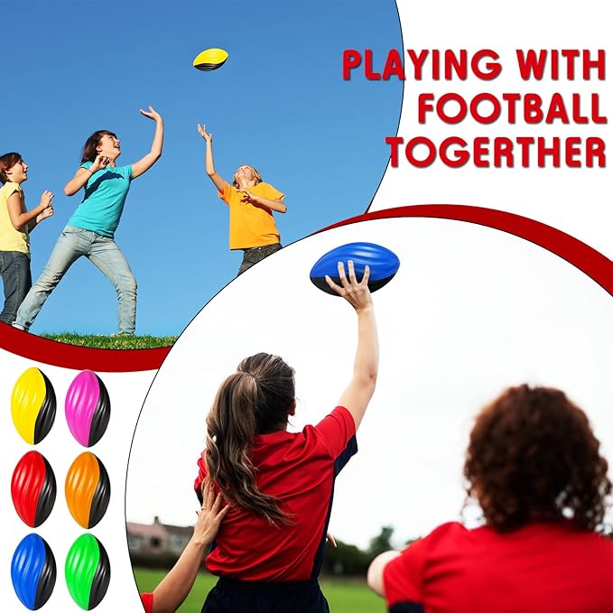 Jerify 24 Pack Foam Footballs 5 inch Bulk Mini Spiral Football Toys Easy Grip Waterproof Small Soft Emulation Foam Footballs for Kids Toddler Indoor Outdoor Play Game Football Party Favors