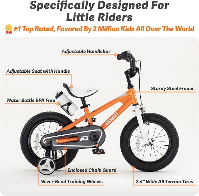 RoyalBaby Kids Bike EZ Freestyle Training Free Balance to Pedal Easy Learning Bicycle, 12-18 Inch for Toddlers to Big Kids