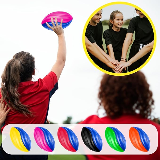 Jerify 12 Pcs Mini Foam Footballs for Kids Students 7 Inch Small Spiral Football Toys Easy Grip Waterproof Soft Emulation Ball for School Gift Sports Party Game(Bright Color)