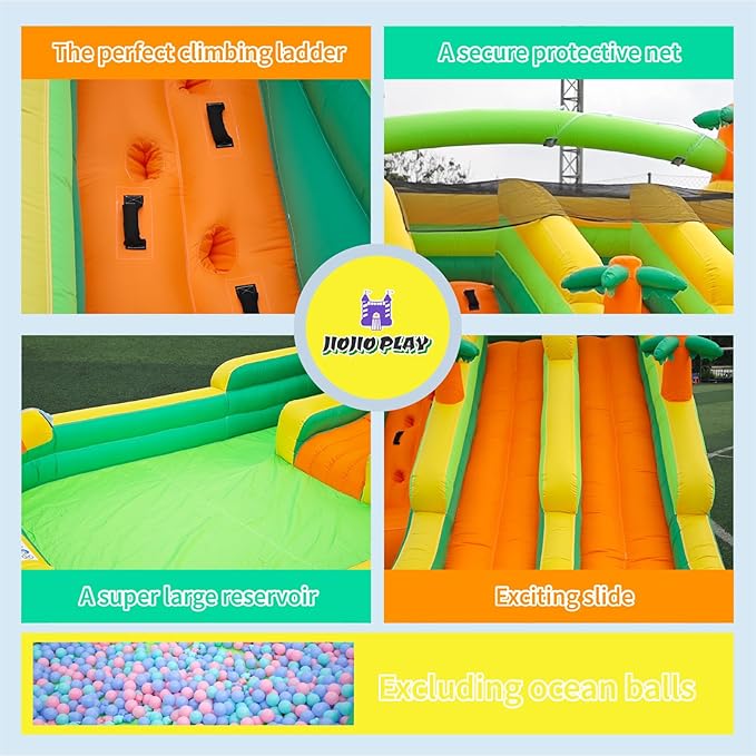 20FT Large Inflatable Water Slide Oxford Waterslides for Kids and Adults Rainforest Style Water Slide Bounce House and Swimming Pool Wet Dry Use Summer Fun Water Park for Outdoor（Including Blower