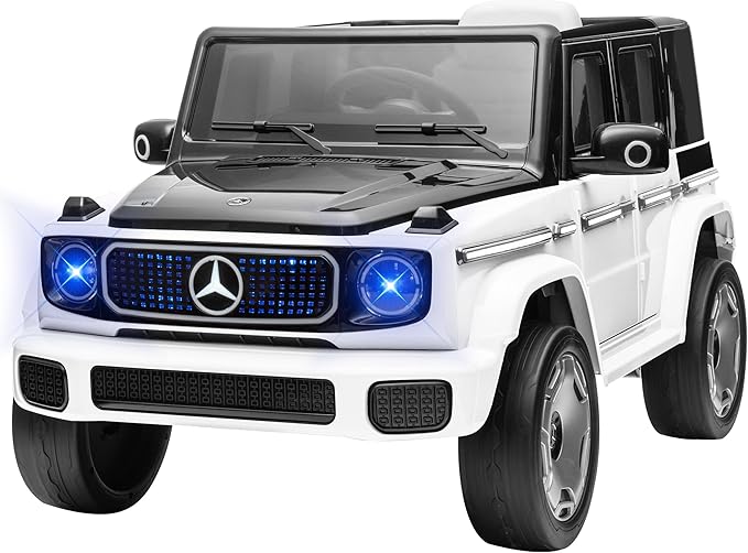 12V Ride on Kids Car, Electric Ride on Toy with Remote Control, LED Lights, Music & 3 Speeds, for Kids Ages 37–96 Months, White