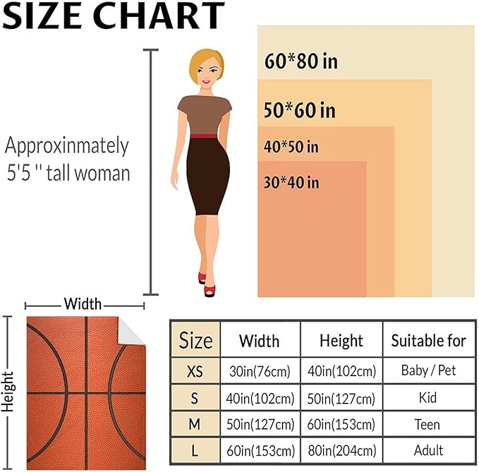 Basketball Gifts for Boys 12-14, Sports Throw Blanket for Basketball Lover KidsTeens Adults, 60x50 Soft Fuzzy Inches Blankets for Couch Sofa Bed, Funny Basketball Decor for Home