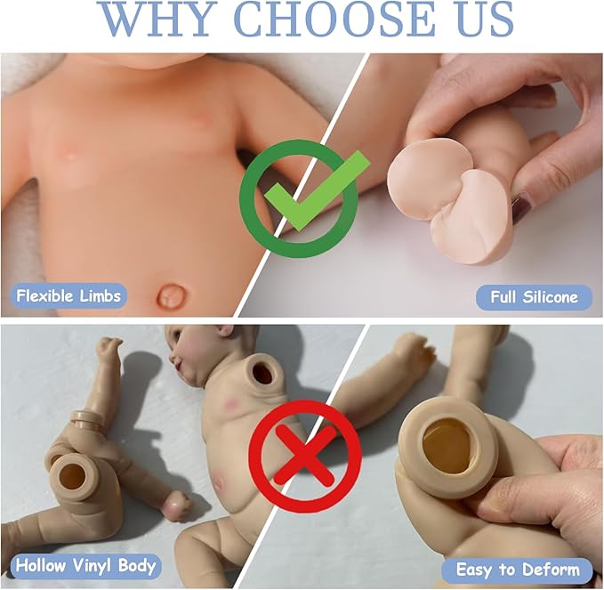 16.93 in Full Silicone Reborn Baby Dolls, 1:1 Lifelike Newborn Dolls Non Vinyl Realistic Reborn Toddler Dolls Boy Washable Sleeping Doll